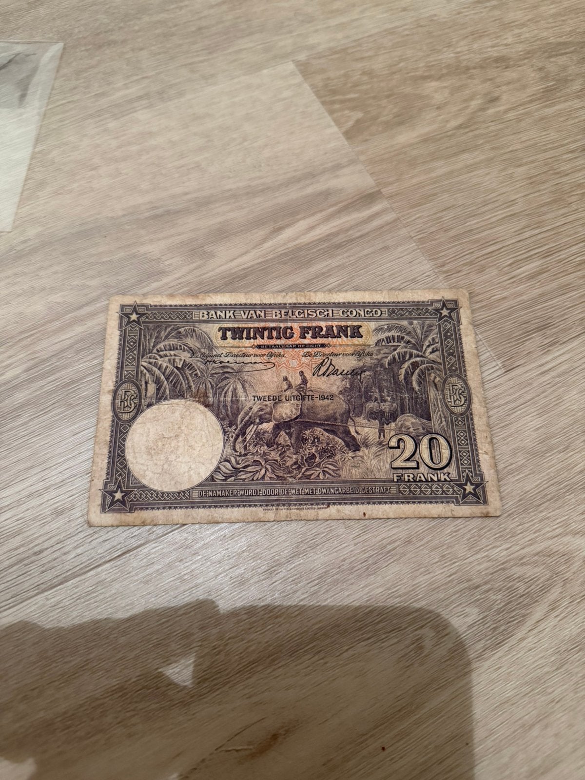 20 francs Belgisch congo 1942!, Postzegels en Munten, Ophalen of Verzenden