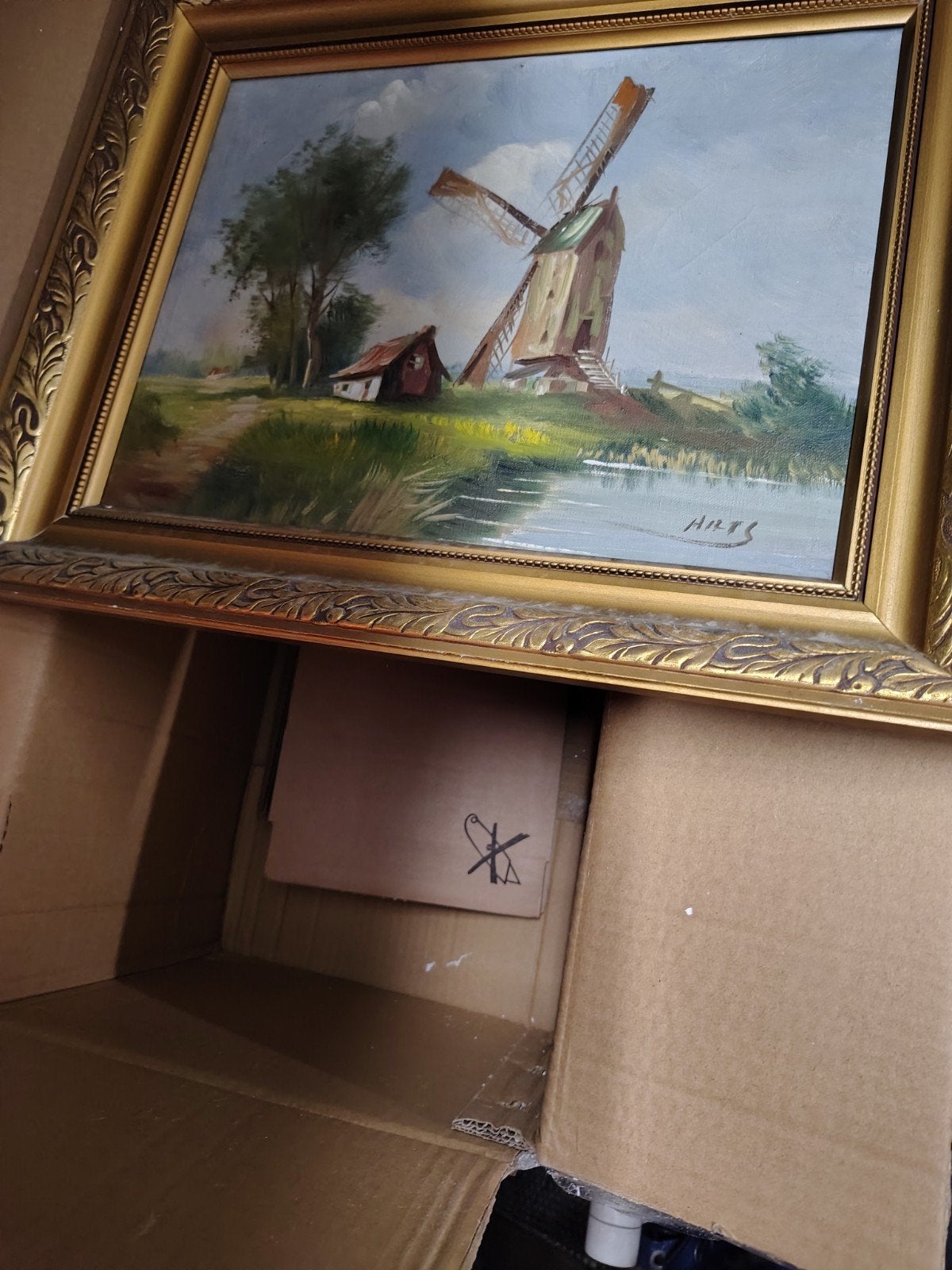 schilderij in oude kader, Enlèvement, Toile