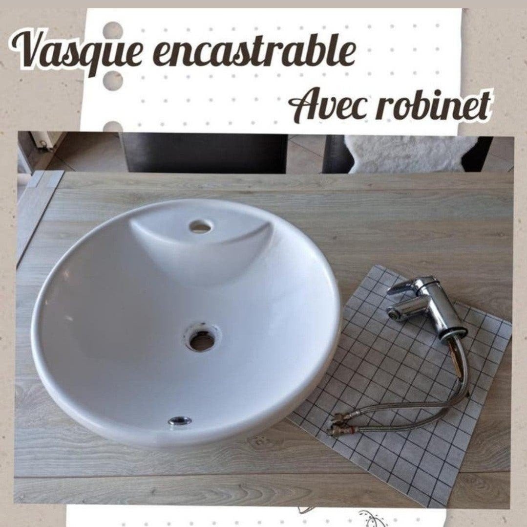 vasque encastrable avec robinet mitigeur pour salle de bain, Enlèvement, Utilisé, Lavabo ou Évier