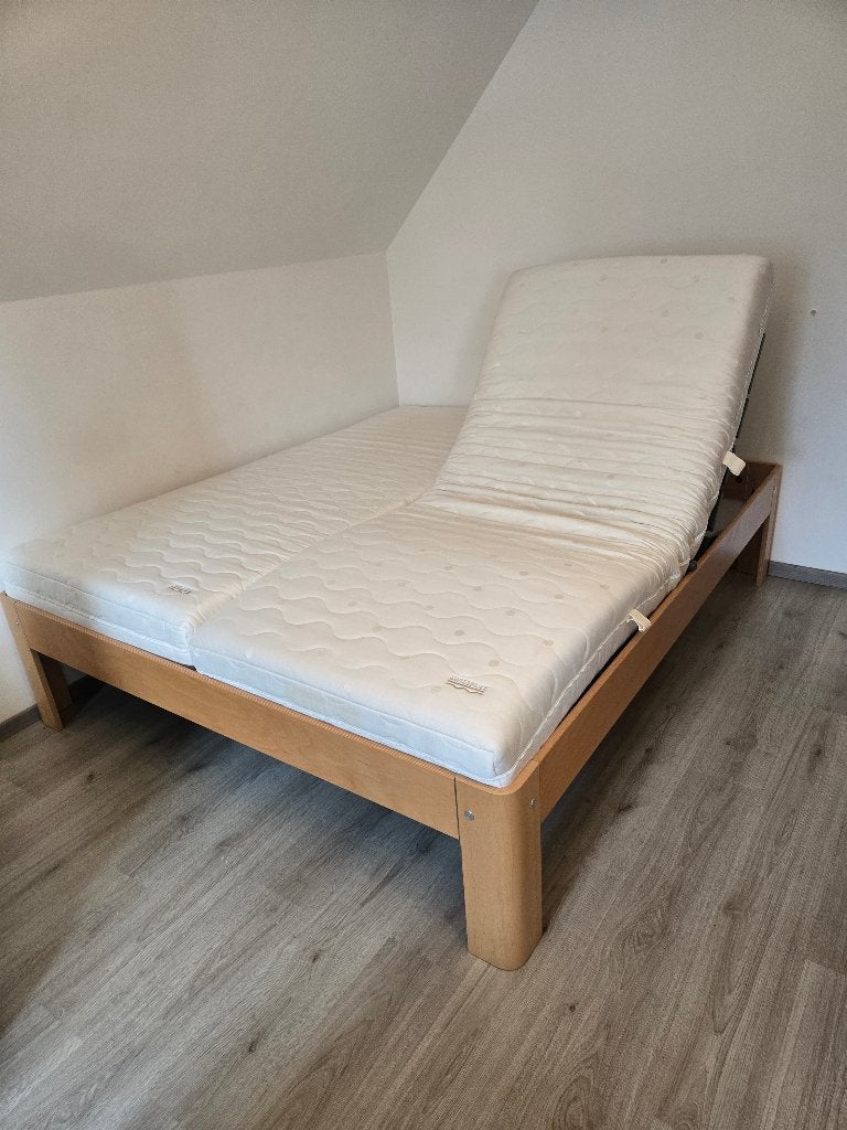 Auping tweepersoonsbed met swissflex bodems en matrassen., 210 cm, Enlèvement, Utilisé, 180 cm