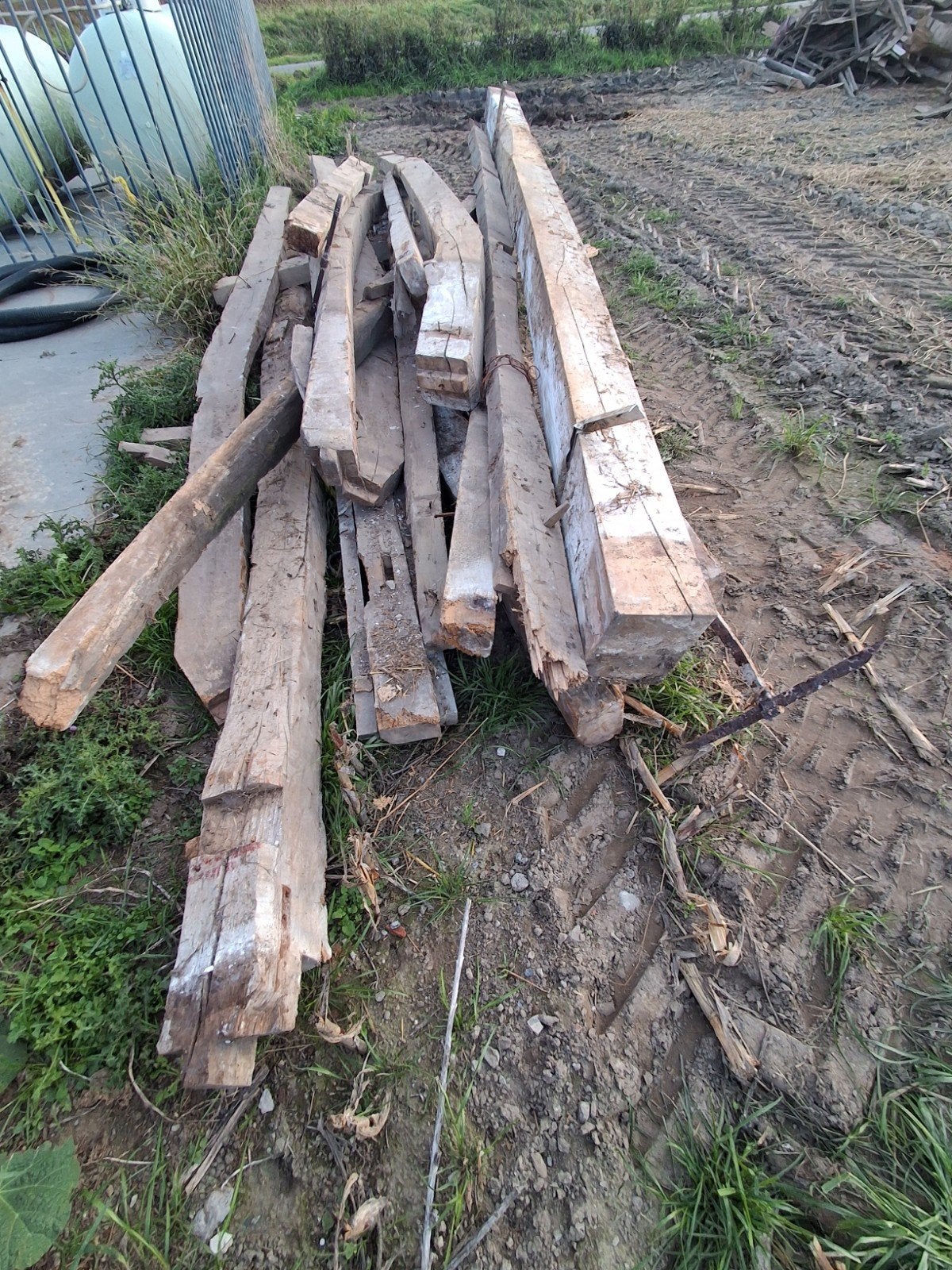 houten balken, Doe-het-zelf en Bouw, Ophalen, Gebruikt, 25 tot 50 mm, 300 cm of meer
