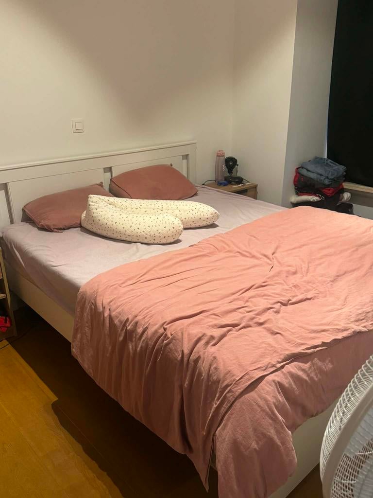 Bed met matras, Ophalen, Gebruikt, Wit, Tweepersoons