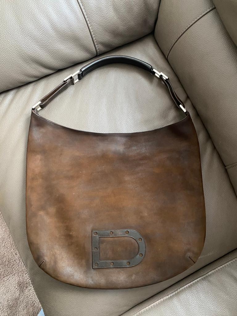Sac à épaule Delvaux Louise GM nubuck marron, Bijoux, Sacs & Beauté, Sacs | Sacs Femme, Enlèvement ou Envoi, Comme neuf