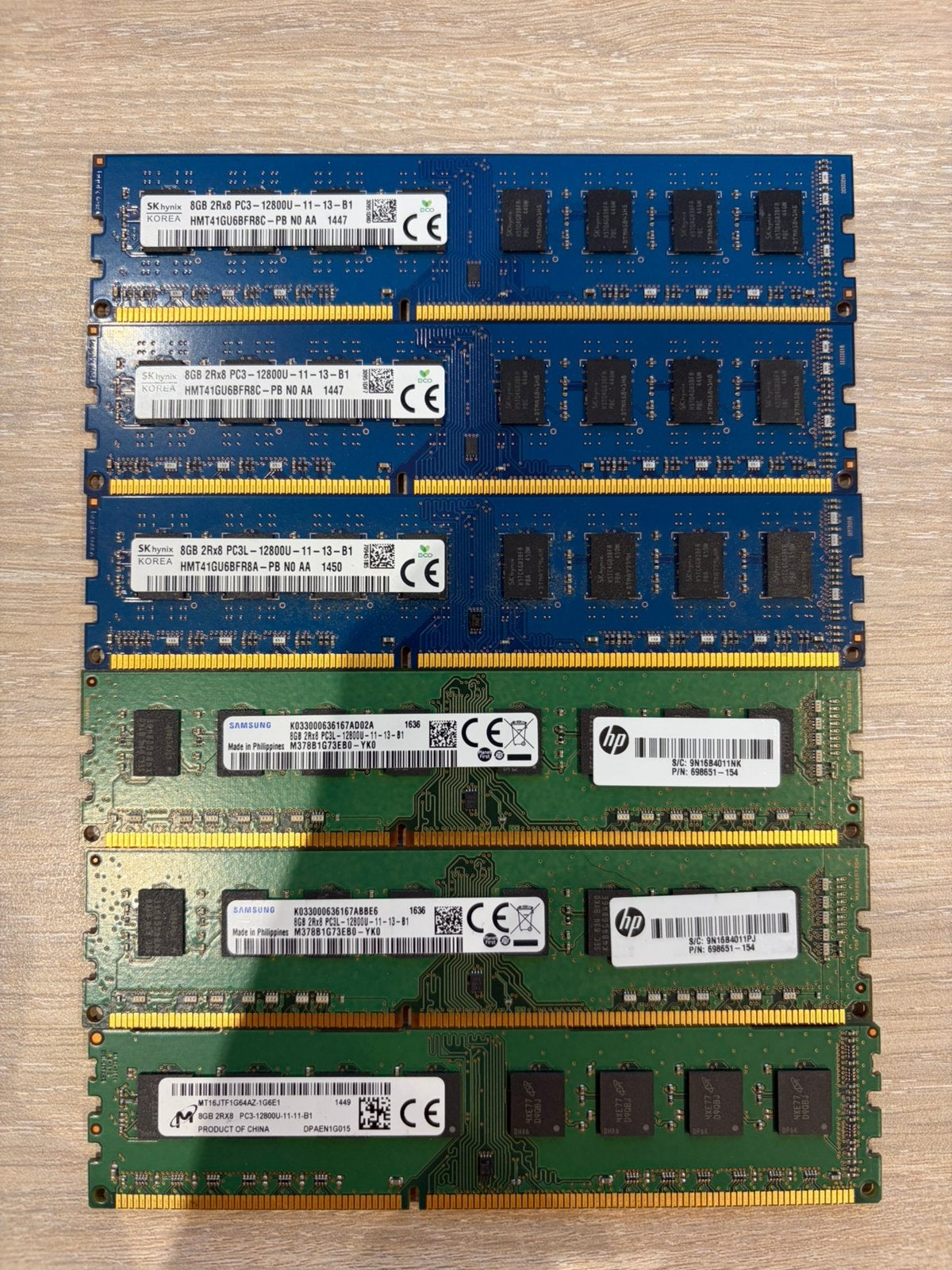 6x 8GB DDR3 1600mhz - PC3-12800U geheugen (geen ecc), Informatique & Logiciels, Enlèvement ou Envoi, 8 GB, DDR3, Utilisé