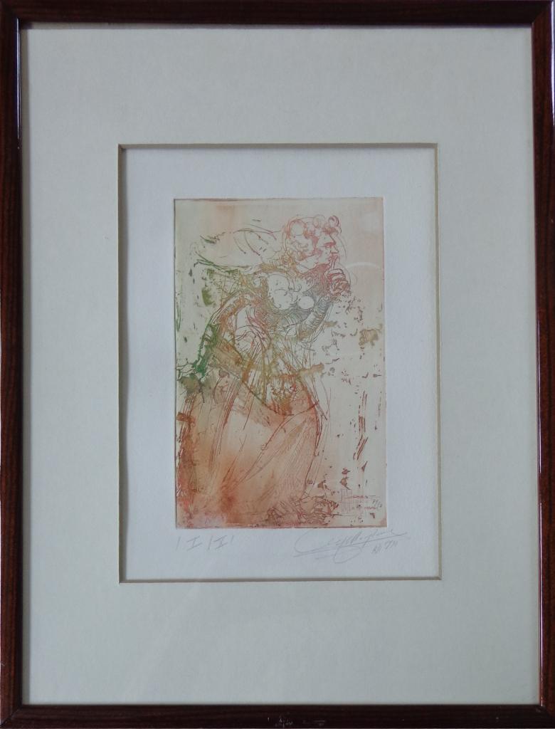 ROGER VAN BELLEGHEM / DAME / KLEURETS / 44x34cm / KADER, Enlèvement ou Envoi