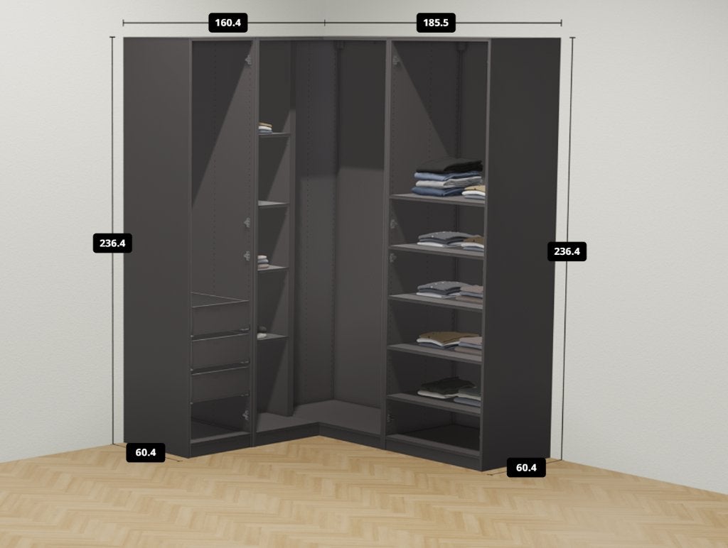 Ikea Pax kleerkast - hoek - Donkerbruin - Forsand, Ophalen, Gebruikt, 200 cm of meer, 150 tot 200 cm