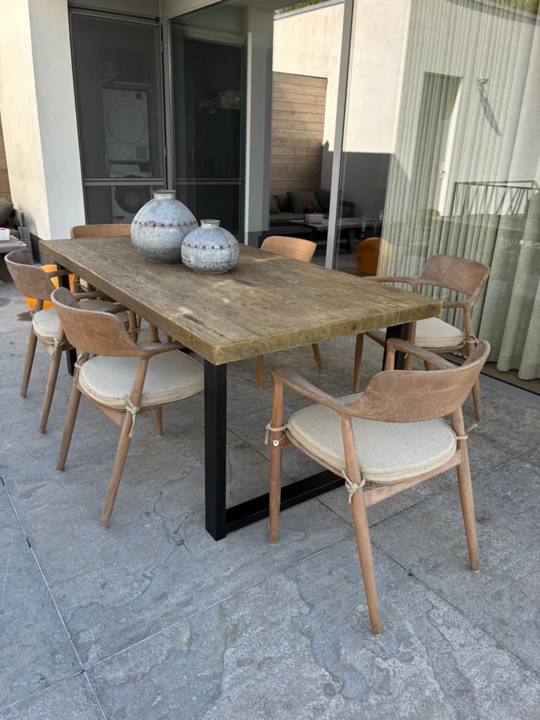 Massieve houten industriële eettafel 200x100, Huis en Inrichting, Tafels | Eettafels, Ophalen