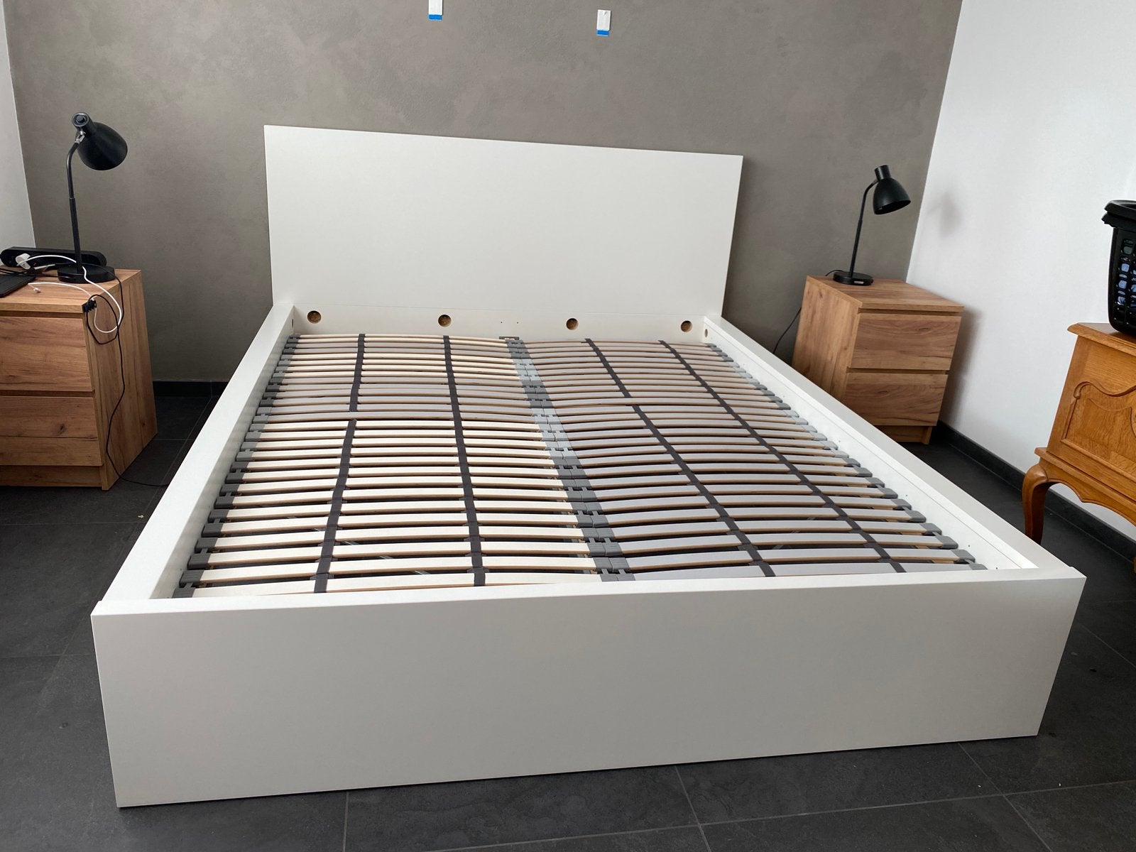 Tweepersoonsbed Ikea Malm 160x200, Huis en Inrichting, Ophalen, Gebruikt, Wit, Tweepersoons