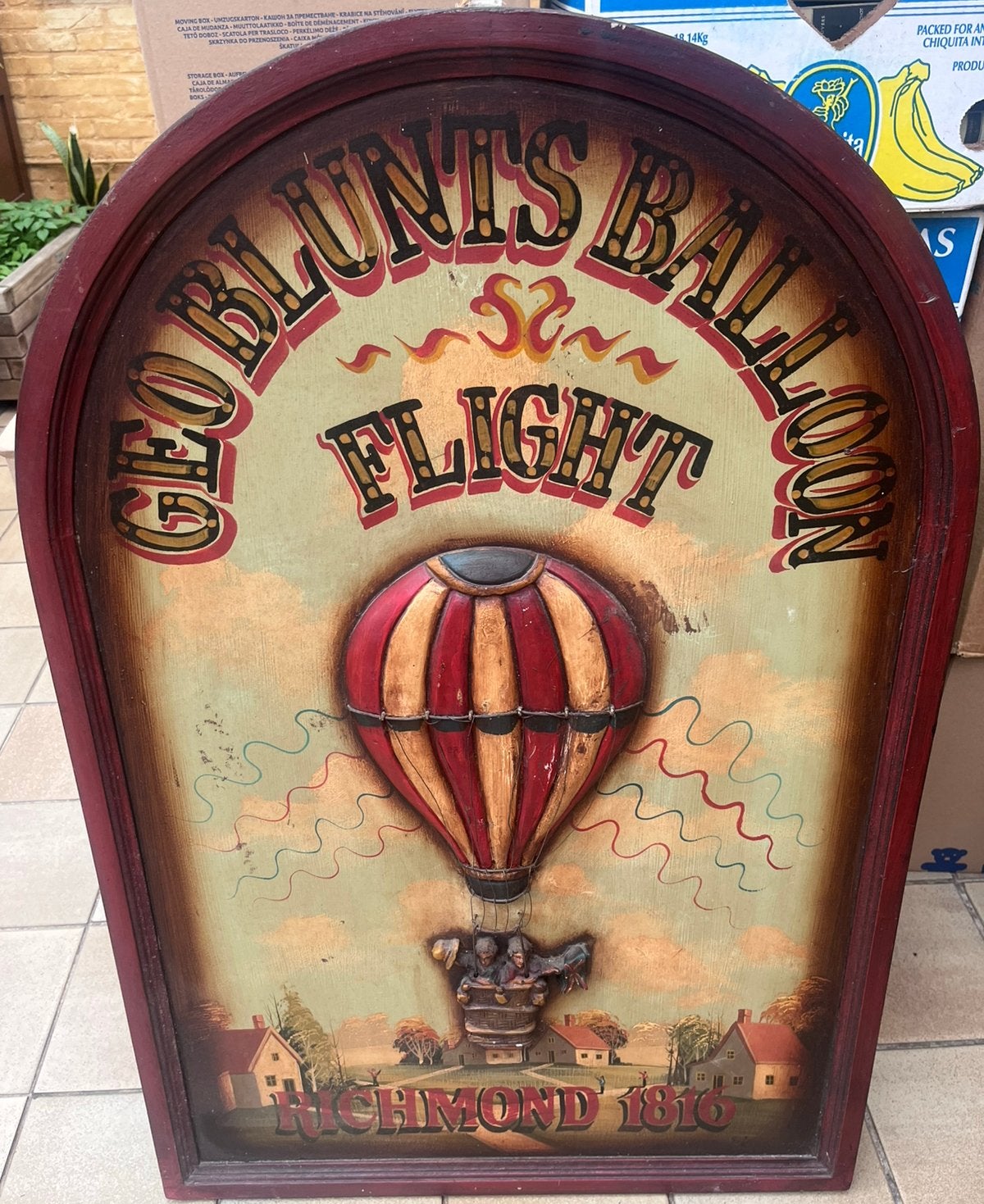 Vintage Houten wandpaneel of Pub-bord met patina - 91 x 61cm, Ophalen of Verzenden