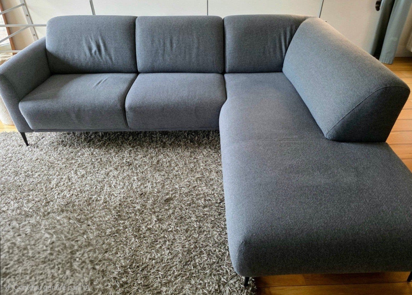 Canapé d'angle bleu contemporain avec méridienne - Très bon, Maison & Meubles, Canapés | Coins salons complets, Enlèvement