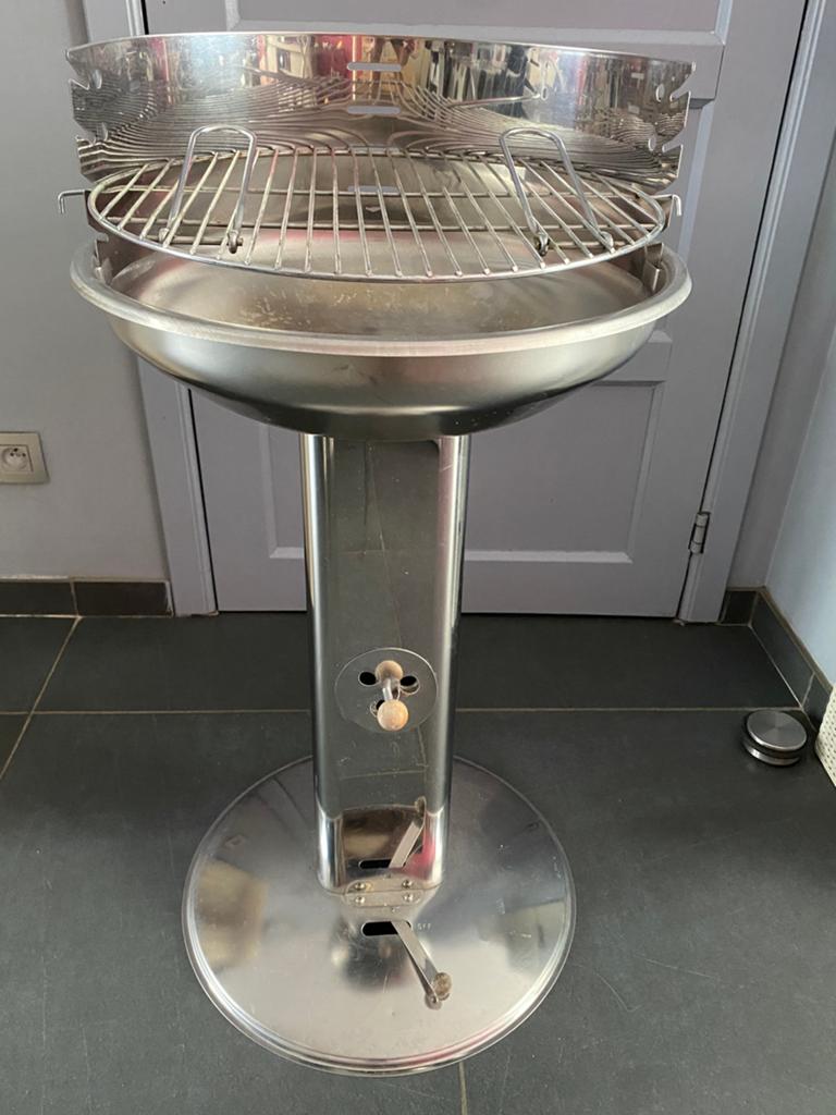 Barbeque inox, rond, ongeveer 45 cm doormeter, Jardin & Terrasse, Barbecues au charbon de bois, Enlèvement, Comme neuf