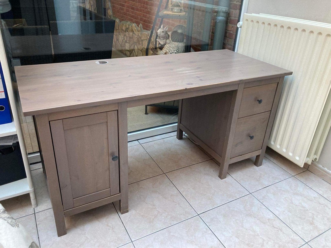 Bureau IKEA - Hemnes grijs eiken, Enlèvement, Comme neuf, IKEA, Gris
