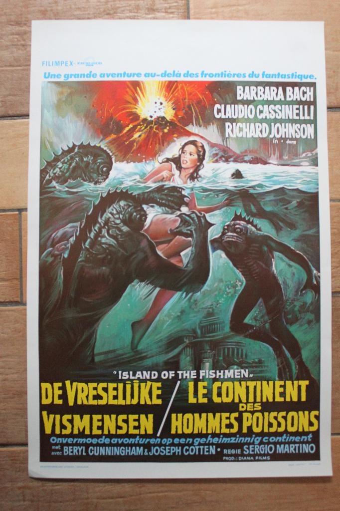 filmaffiche Island Of The Fishmen 1979 filmposter, Rechthoekig Staand, Ophalen of Verzenden, Zo goed als nieuw, A1 t/m A3
