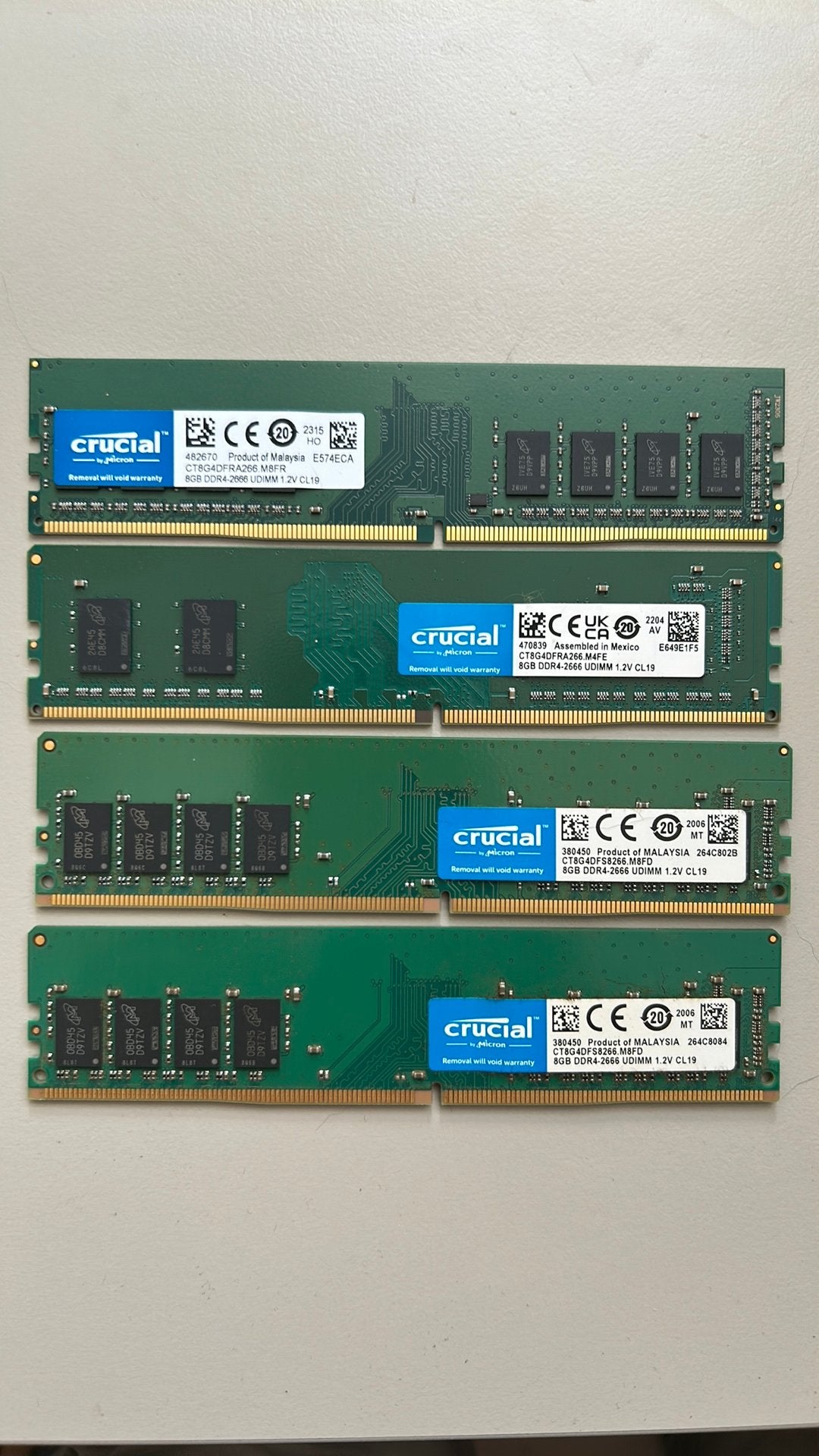 32 GB ddr4 (4x8) cruciaal, Computers en Software, RAM geheugen, Ophalen of Verzenden, Zo goed als nieuw, DDR4, 32 GB