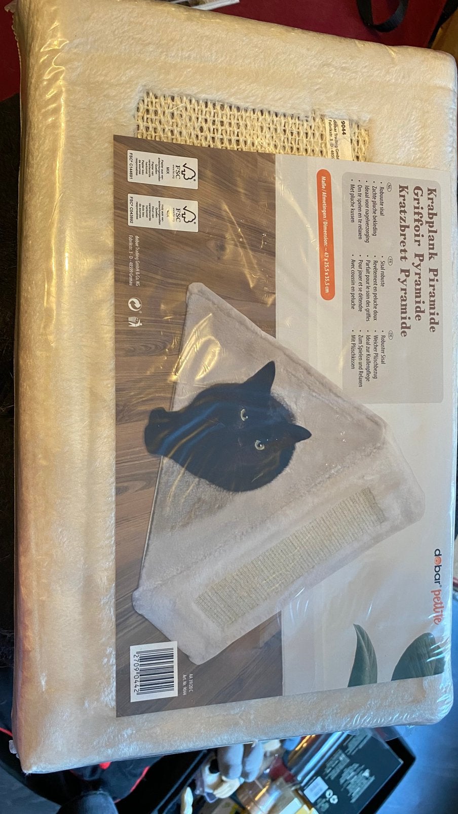 Panier pour chat pyramide avec petit grattoir latéral, Enlèvement, Neuf