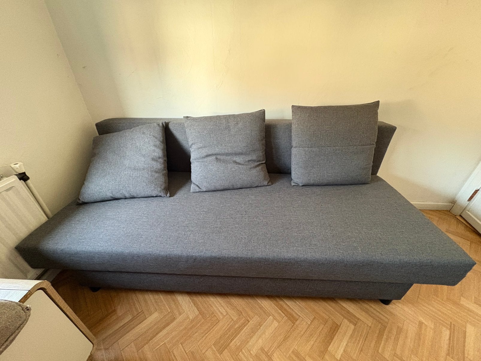 Zetelbed - slaapbank, Gris, Queen size, Comme neuf, 190 cm ou moins