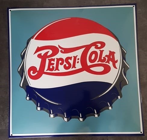 Pepsi cola emaille reclame decoratie bord cafe kroeg mancave, Verzamelen, Ophalen of Verzenden, Zo goed als nieuw, Reclamebord