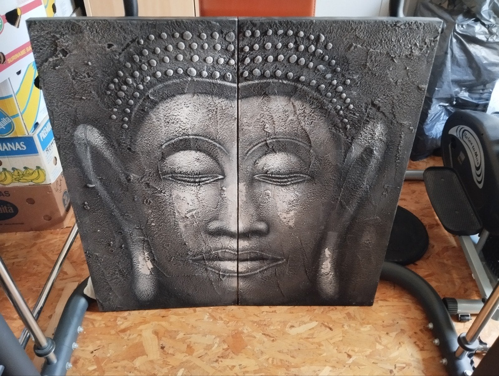 2 delig schilderij met reliëf mooie staat, Huis en Inrichting, Ophalen, Schilderij