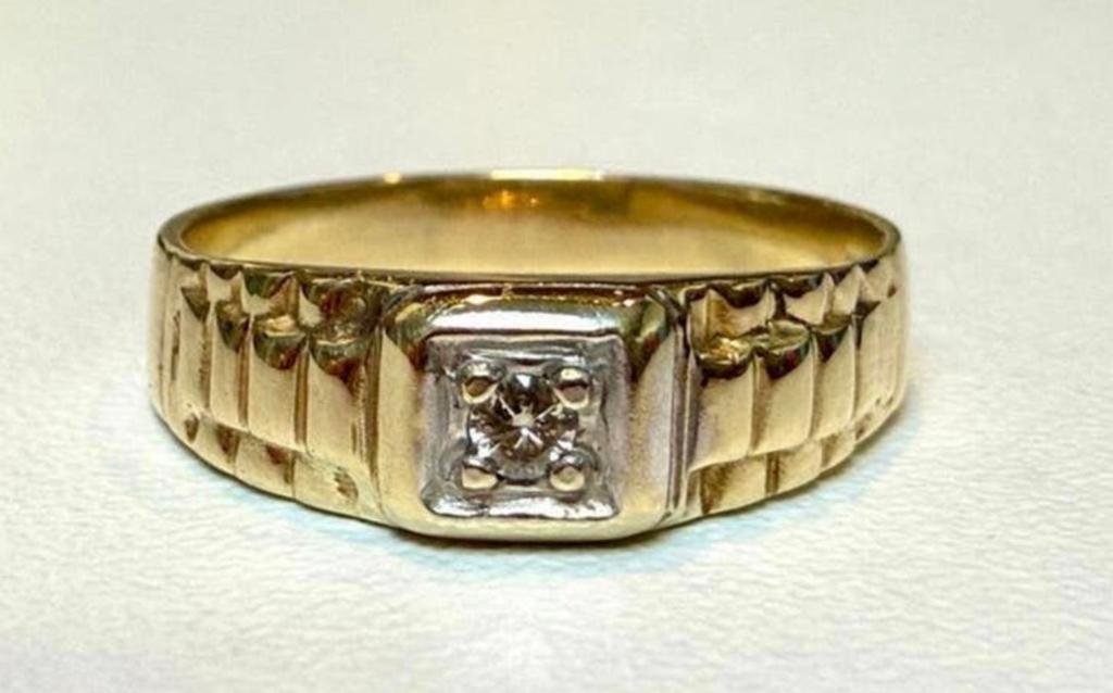 Mooie gouden Rolex ring met 1 natuurlijke diamant/ maat 18mm, Bijoux, Sacs & Beauté, Bagues, 18 à 19, Femme ou Homme, Or, Avec pierre précieuse