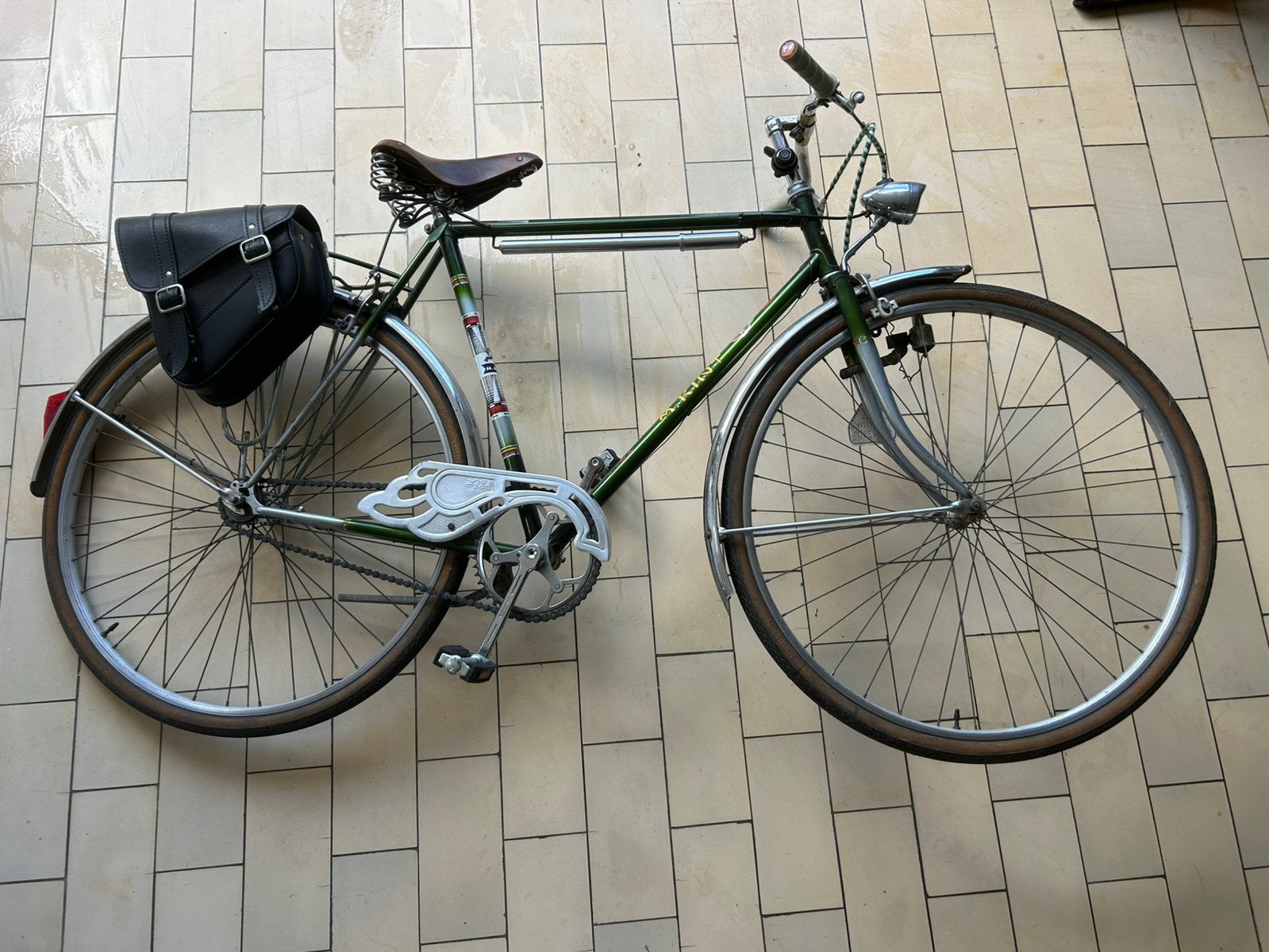 Klassieke vintage herenfiets groen met Brooks-zadel, Fietsen en Brommers, 55 tot 59 cm, Ophalen, Velgrem, Jaren '60 of nieuwer