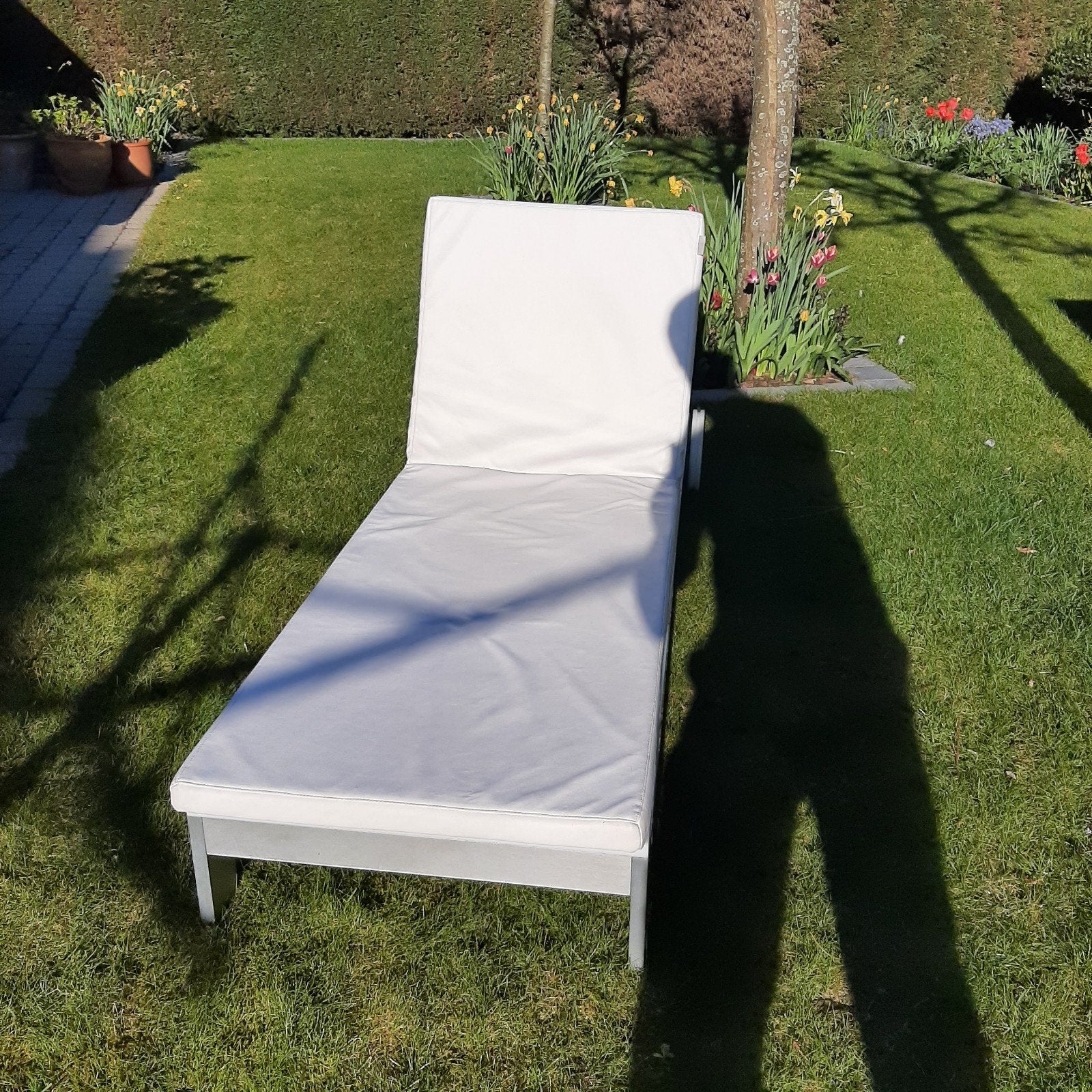 2 ligzetels in aluminium met kussen, Tuin en Terras, Ligbedden, Ophalen, Aluminium