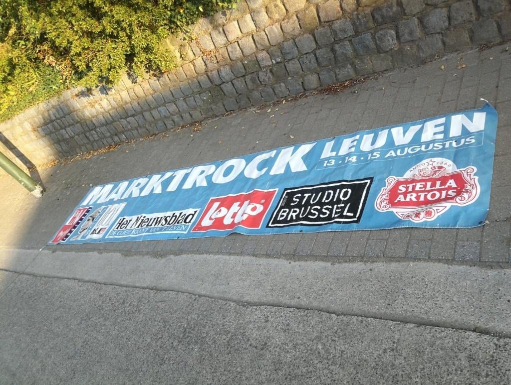 banner MARKTROCK 1999 leuven, Verzamelen, Ophalen, Gebruikt, Reclamebord