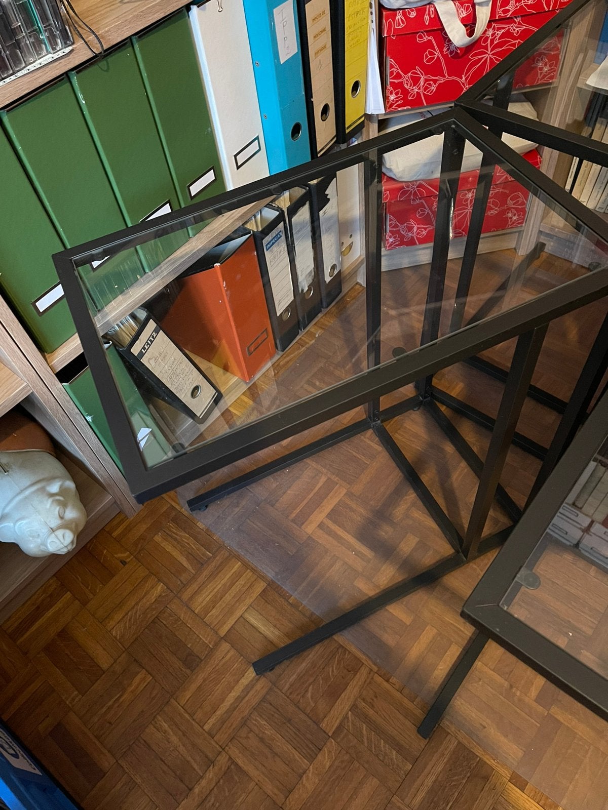 Vitsjo Ikea tafel van zwart metaal en glas, Ophalen, Gebruikt