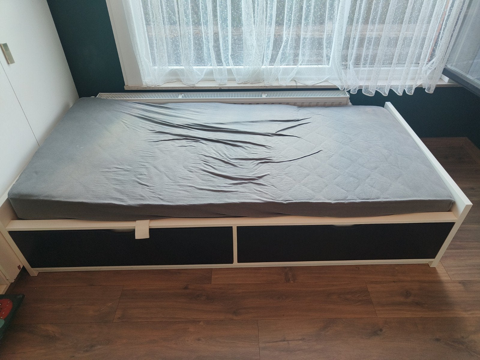 Eenpersoonsbed 200x90cm, Ophalen, 90 cm, Eenpersoons, Wit