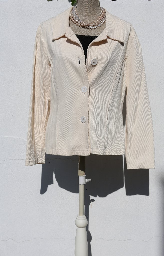 Mooi ecru katoenen jack L/XL - Elisa Cavaletti, Kleding | Dames, Maat 38/40 (M), Wit, Ophalen of Verzenden, Zo goed als nieuw