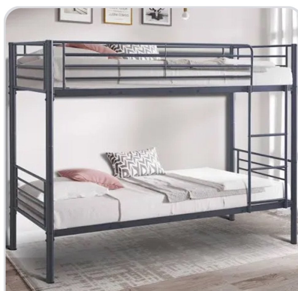 Stapelbed Ikea donkergrijs, Ophalen, 90 cm, Tweepersoons, Zo goed als nieuw