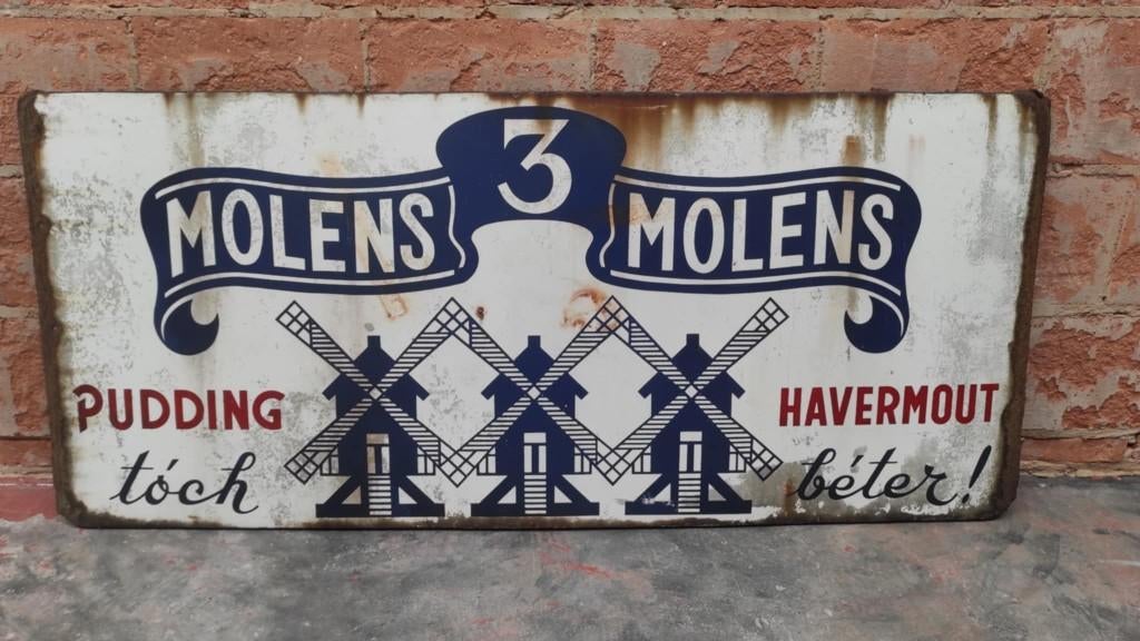 Bord email 3 molens, Verzamelen, Merken en Reclamevoorwerpen, Reclamebord, Ophalen