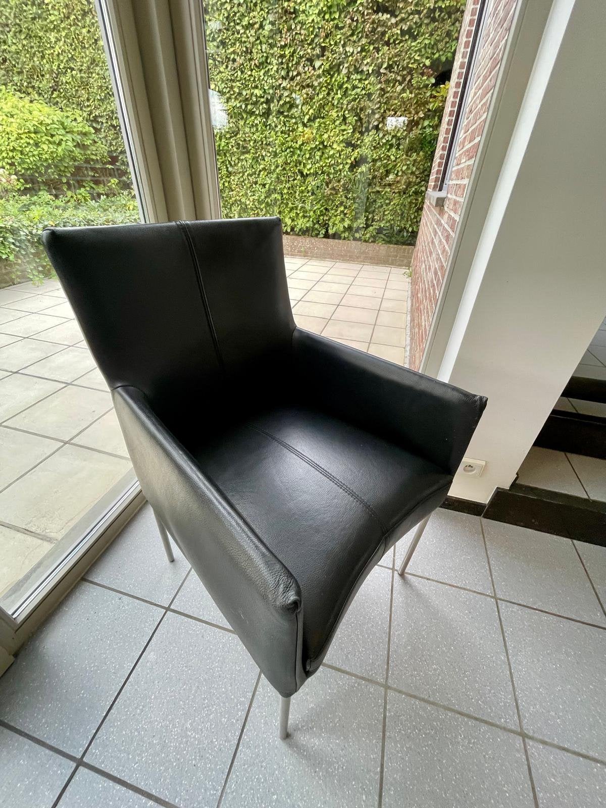 6 lederen comfortabele eetkamerstoelen, Maison & Meubles, Chaises, Enlèvement, Cuir, Noir, Cinq, Six Chaises ou plus