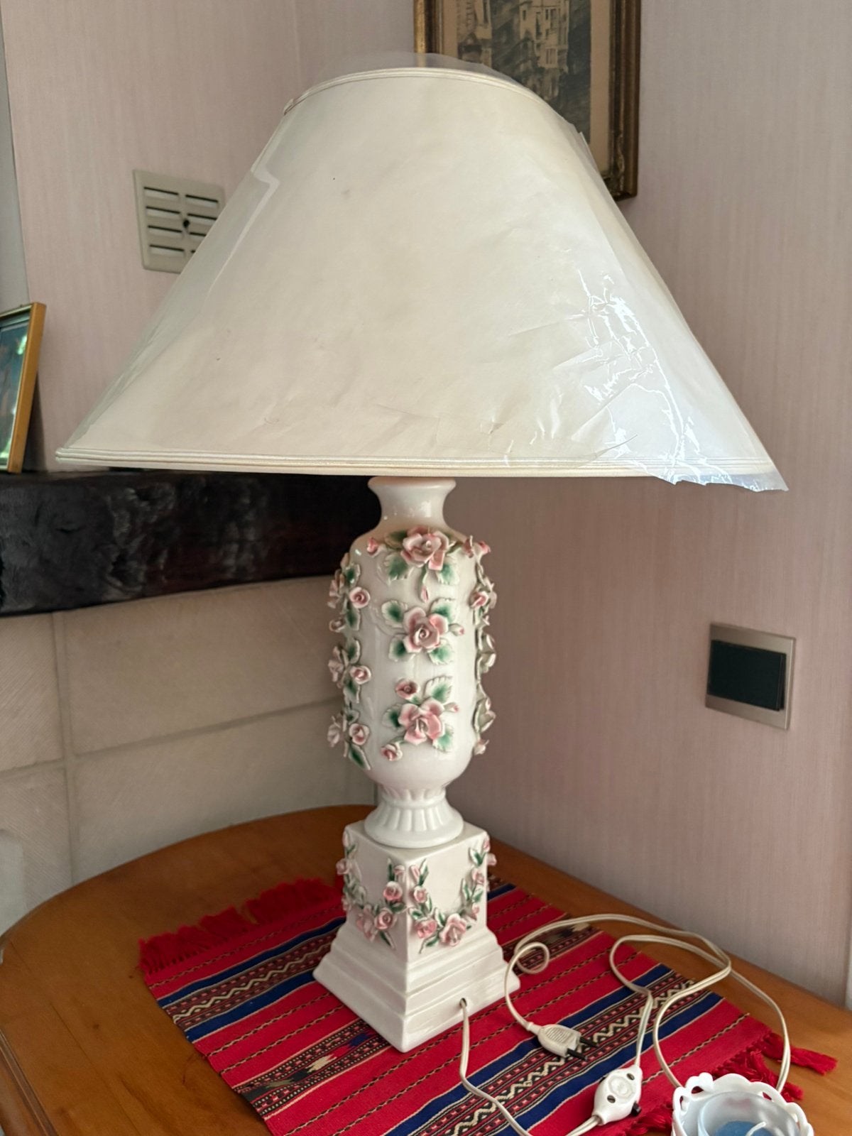 Lamp met bloemen, Ophalen, Gebruikt, Vintage, Keramiek