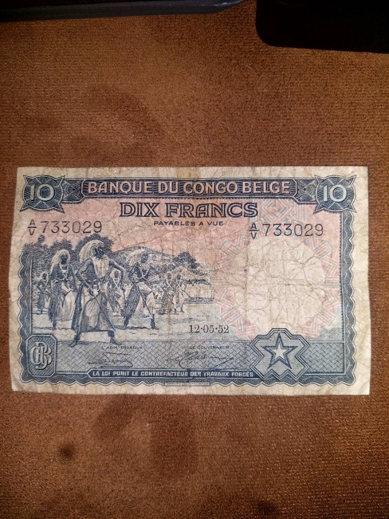 Billet de 10francs congo belge, Enlèvement ou Envoi, Série
