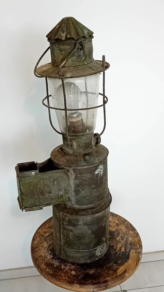 rare grande lampe de navire Tavernier, belle patine, Enlèvement ou Envoi