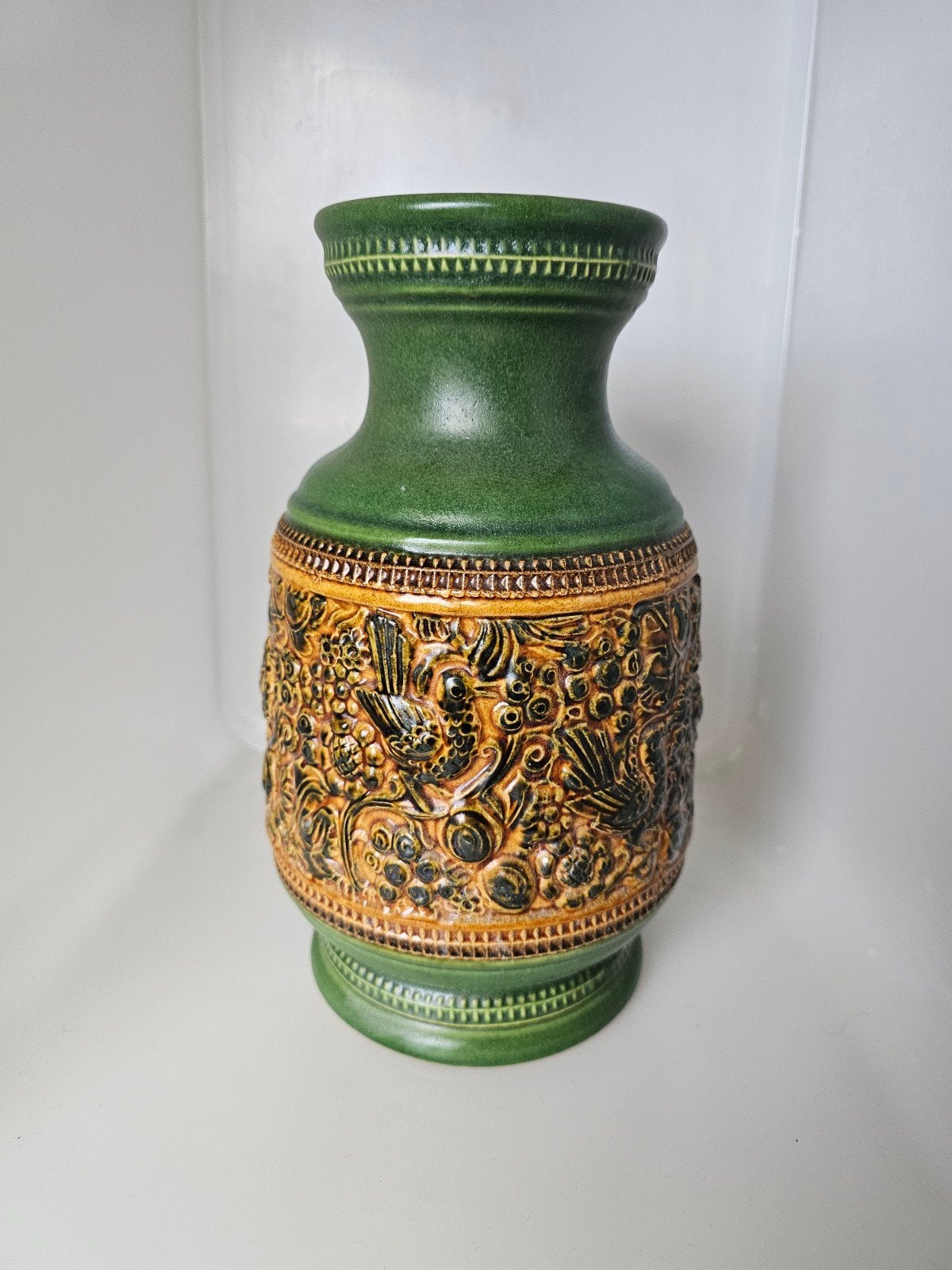 Dumbler Breiden West Germany vaas groen amber model 3/25, Antiek en Kunst, Ophalen of Verzenden