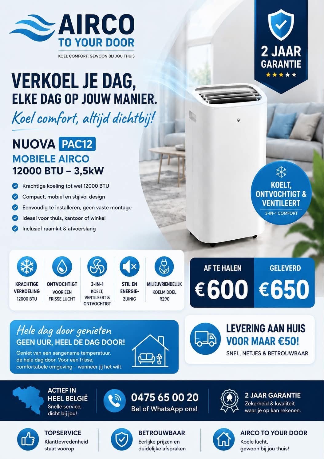 Air conditionné, Electroménager, Neuf, Enlèvement ou Envoi, Télécommande, Refroidissement et Déshumidification