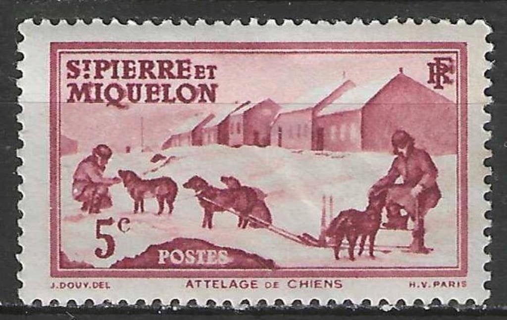 Saint-Pierre en Miquelon 1938 - Yvert 170 - Hondenslee (PF), Verzenden, Postfris
