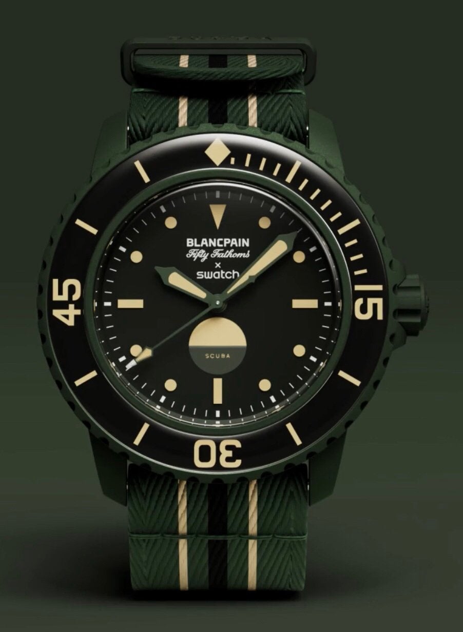 BLANCPAIN  SWATCH SCUBA FIFTY FATHOMS – GREEN ABYSS, Enlèvement ou Envoi, Comme neuf, Swatch