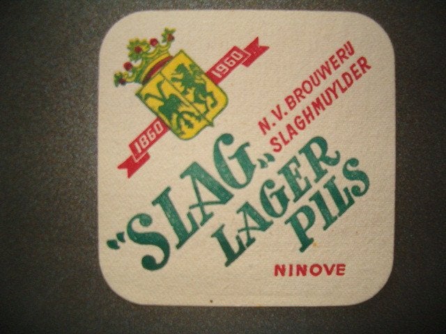 Sous-bock Slagmuylder Ninove 2 : 95 x 95 mm, grands angles, Enlèvement ou Envoi, Utilisé, Sous-bock