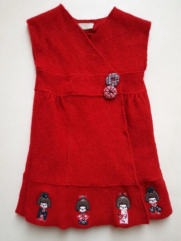 DU PAREIL AU MÊME - Robe rouge croisée - T.23 mois, Gebruikt, Meisje, Jurkje of Rokje, Ophalen of Verzenden