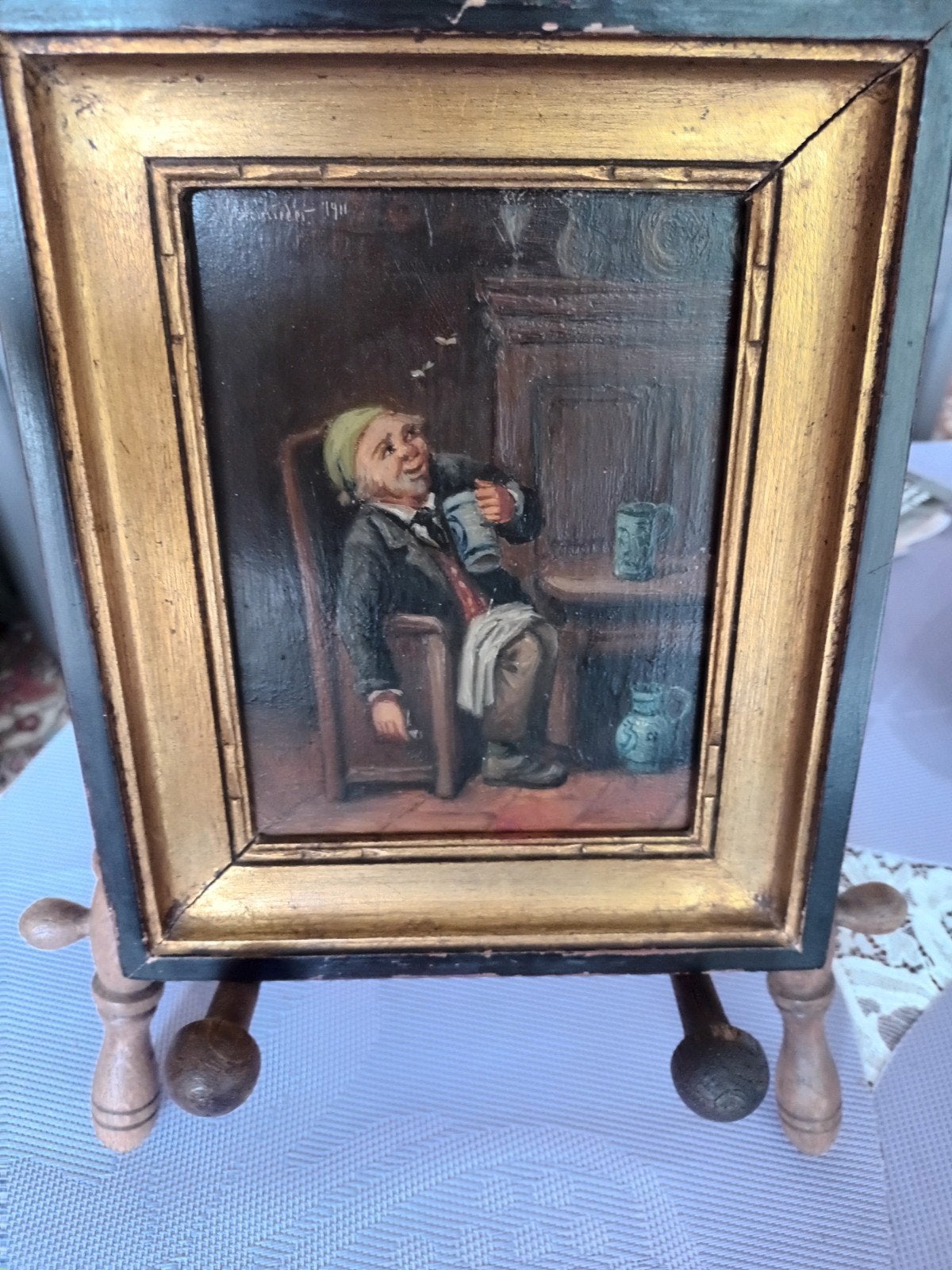 schilderij L Schmieder 1911, Enlèvement, Daté, Peinture à l'huile, Autres supports
