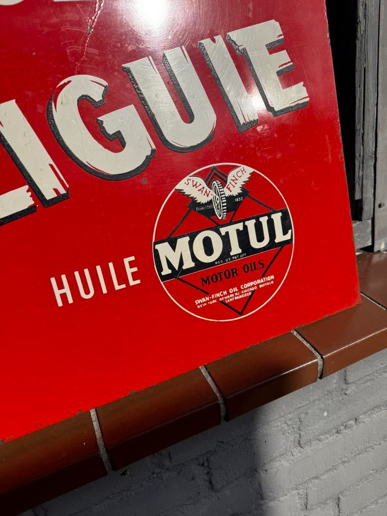 Ancien panneau d'affichage double face Motul, Enlèvement, Utilisé, Panneau publicitaire