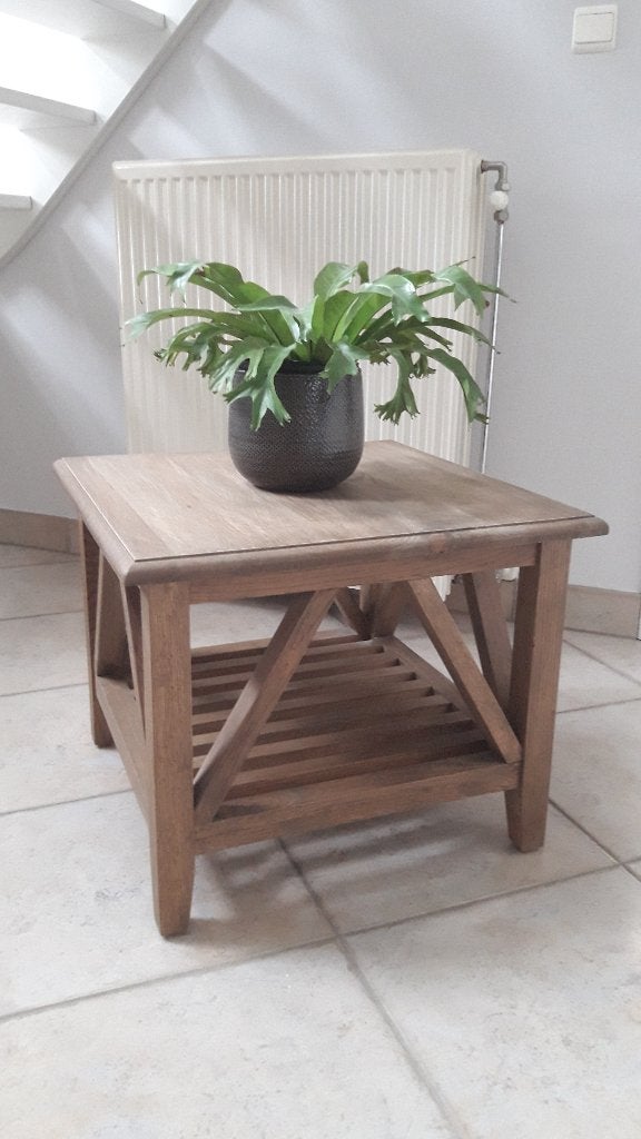 Bijzettafel, Huis en Inrichting, Tafels | Bijzettafels, Minder dan 55 cm, Gebruikt, Vierkant, Landelijk