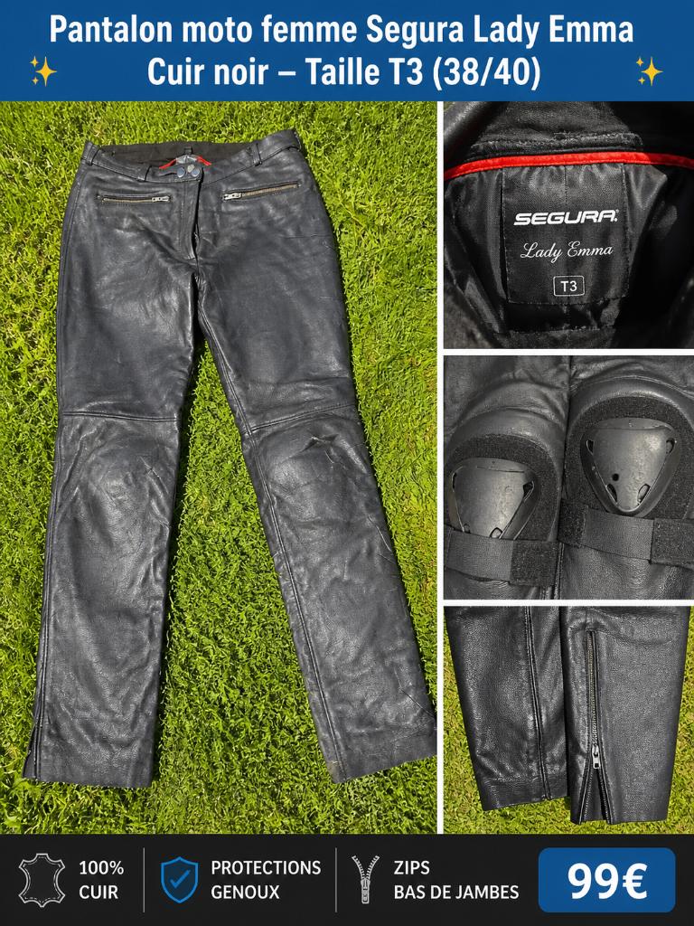 Pantalon moto cuir femme Segura Lady. T3 (38/40 M)protection, Seconde main, Enlèvement ou Envoi, Femmes, Pantalon | cuir