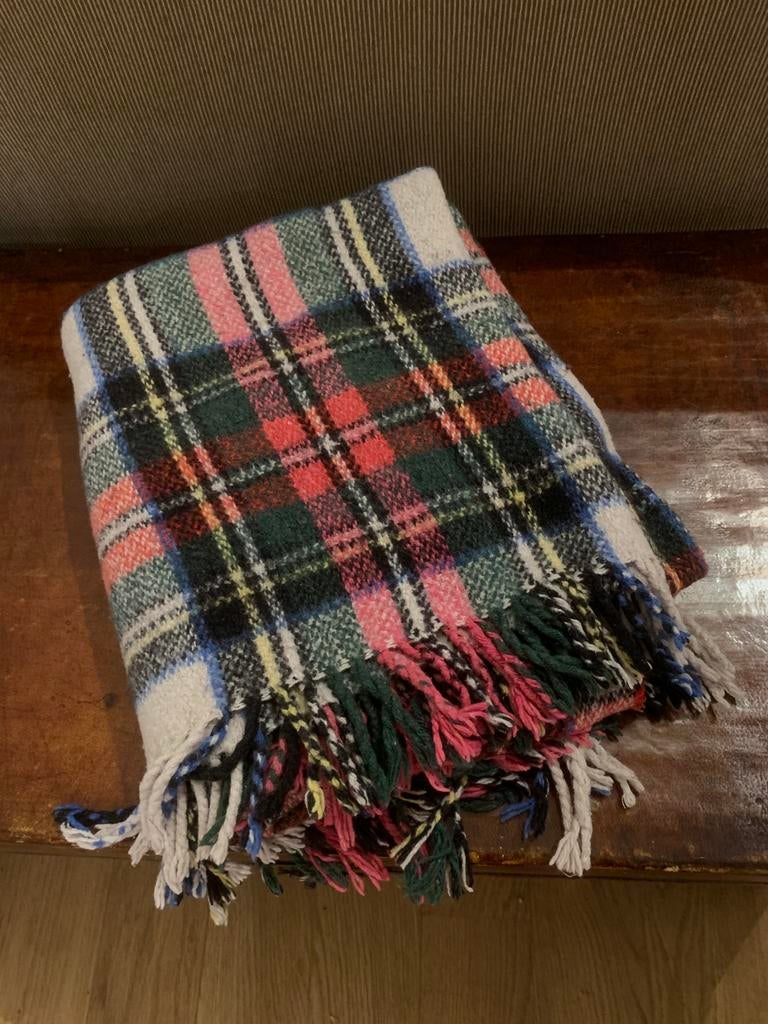 Couverture Vintage Tartan Écossaise - Laine - 132x148 cm, Enlèvement ou Envoi, Utilisé