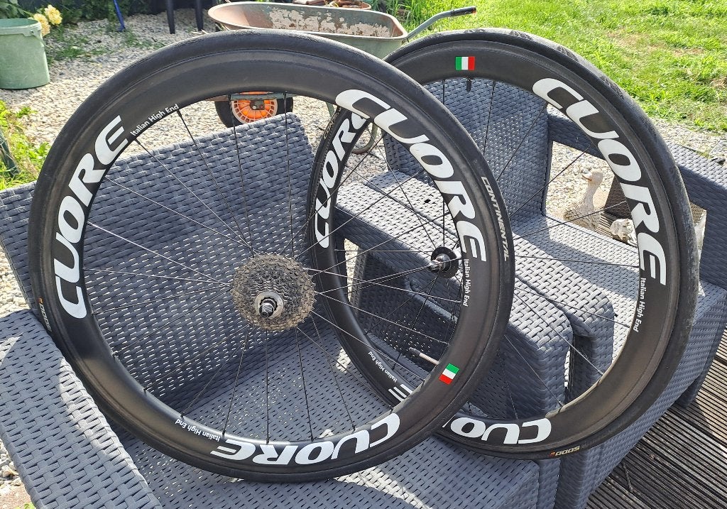 Carbon wielen Cuore 50 mm., Fietsen en Brommers, Fietsonderdelen, Cuore, Racefiets, Carbon, Ophalen
