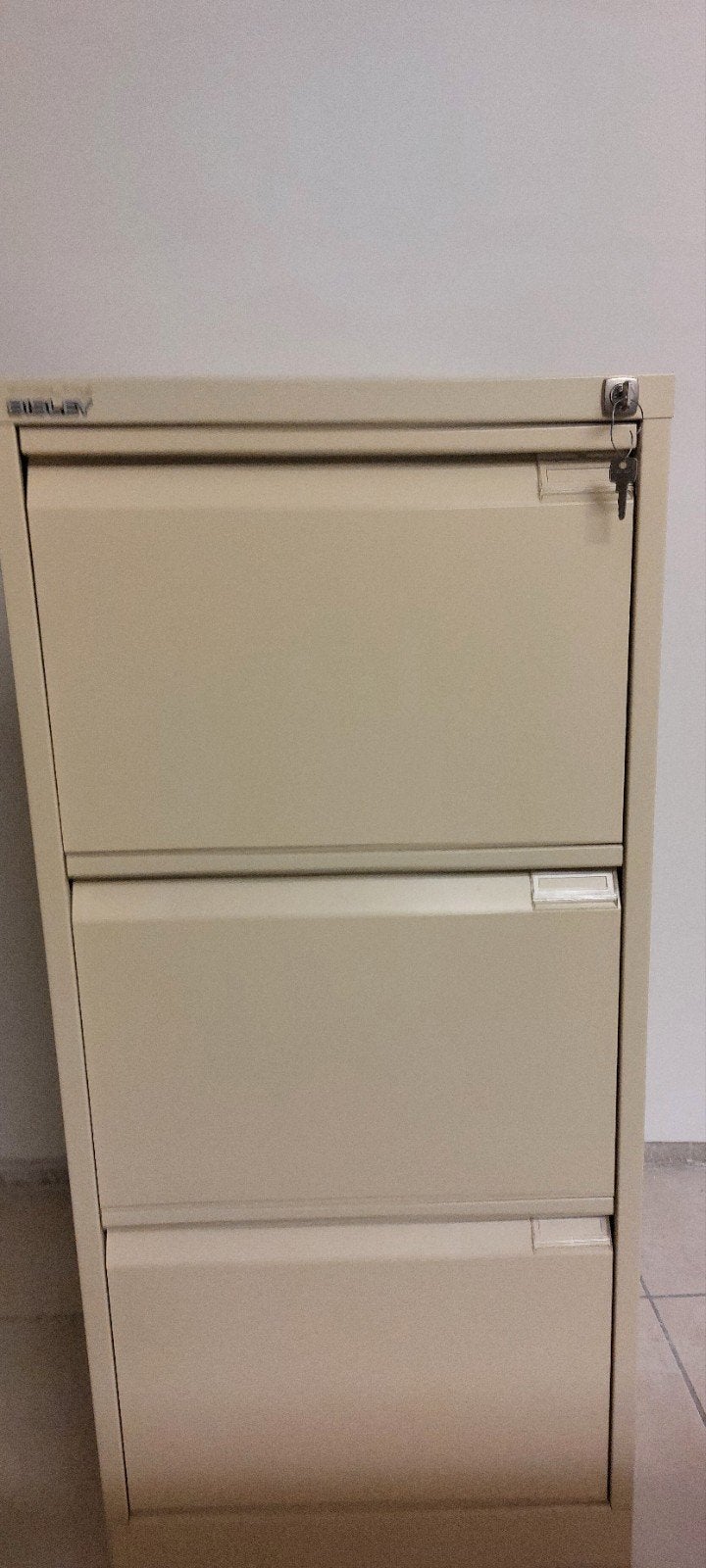 Commode en fer beige à 3 tiroirs, Enlèvement