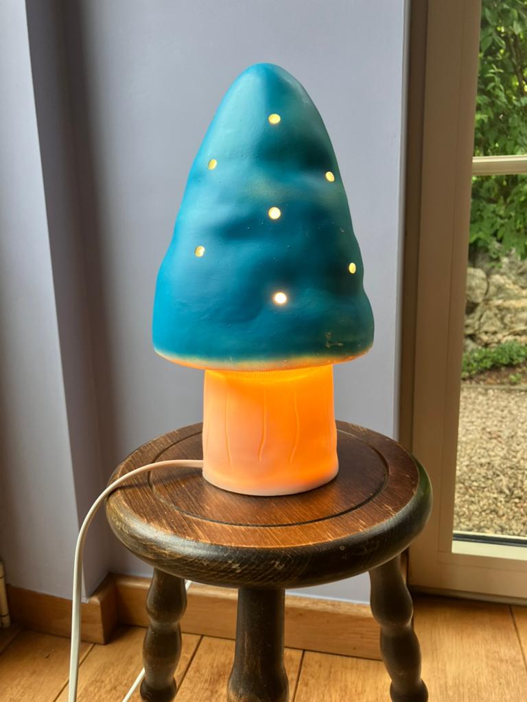 Vintage Heico paddenstoel sfeerlamp (blauw), Ophalen, Gebruikt, Minder dan 50 cm