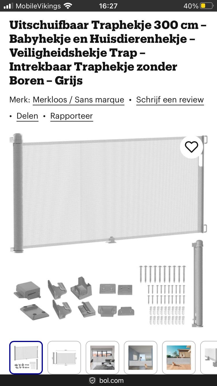 Uitschuifbaar hekje voor kinderen/ huisdieren, Enfants & Bébés, Barrières, Enlèvement ou Envoi, Neuf, 115 cm ou plus, Barrière rétractable